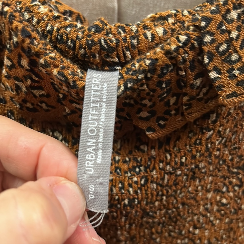 Urban Outfitters leopard ruffle chest lightweight mini dress sz small - Picture 6 of 11